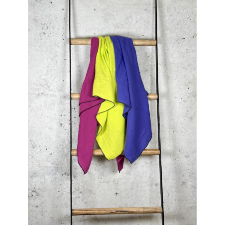 Musselintuch Multicolor "Lila, Magenta & Neongelb"
