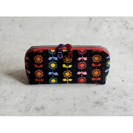 Oil Pouch - Gross 14 Flaschen - Rainbow Flowers Schwarz