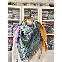 Musselintuch Multicolor "Senf, Dusty Dots & Flieder"