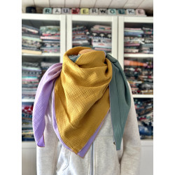 Musselintuch Multicolor "Dusty Mint, Senf & Flieder"