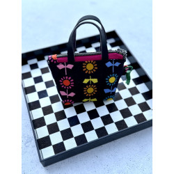 Tiny Tote - Flowers Black